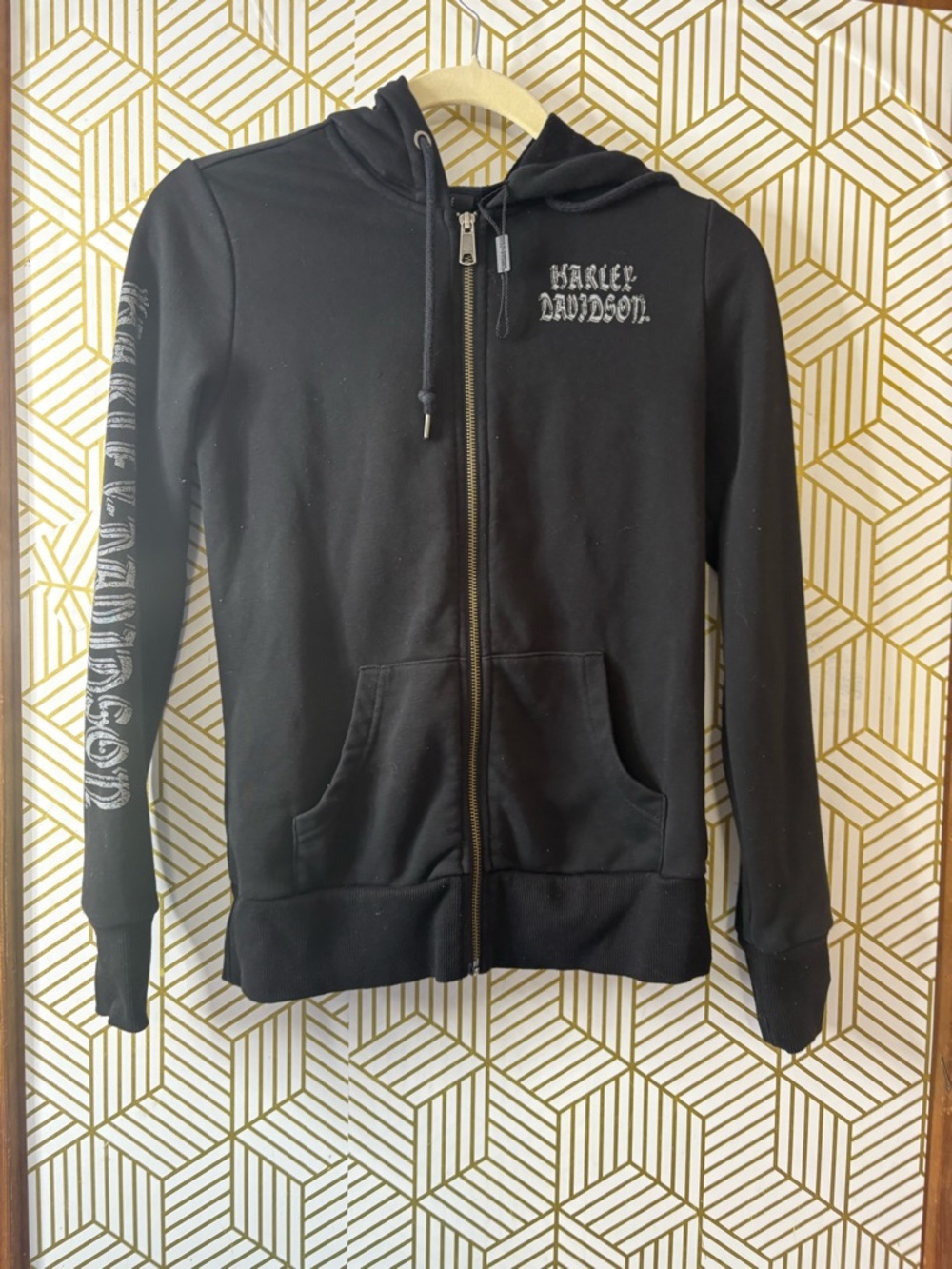 Harley-Davidson Black Zip-Up Hoodie XS